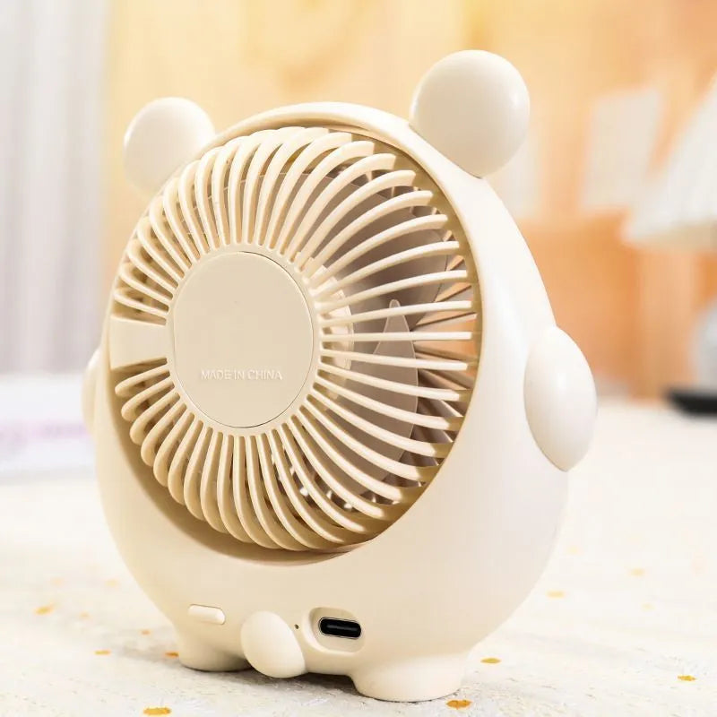 Cute dog-themed desktop USB electric fan in plastic with adjustable speed settings