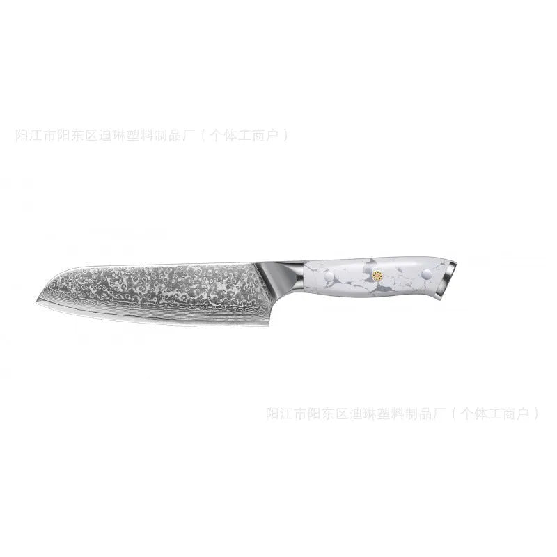 Damascus steel chef's knife with 21cm VG10 blade and 11cm handle measuring 32cm total length