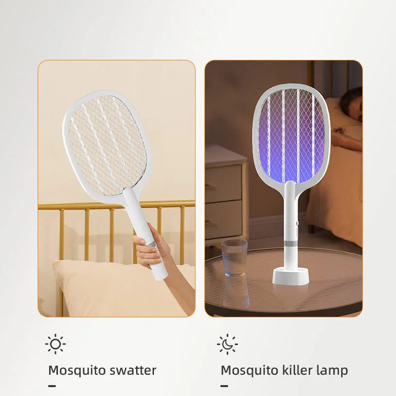 Rechargeable electric mosquito swatter with ABS plastic construction for indoor insect control