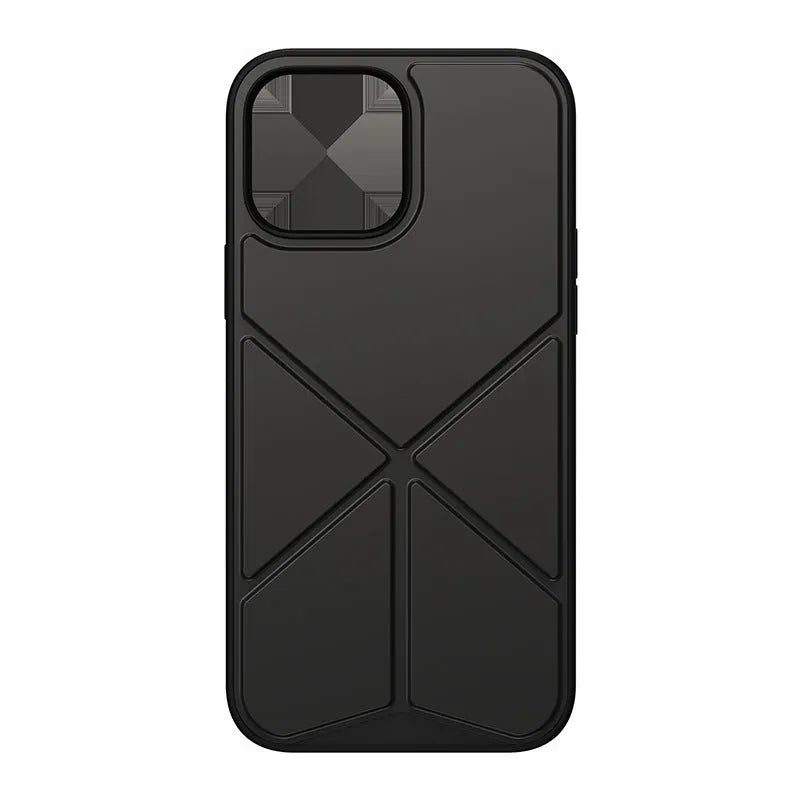 Black solid colour TPU phone case for iPhone 13, 13 Pro, and 13 Pro Max on a table.