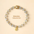 Hand-woven crystal bracelet with gray moonstone, sunstone and strawberry quartz 6mm beads