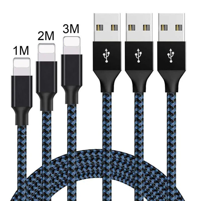 Braided fast charging Micro USB cable in black and white colour, shown at 1 metre length.