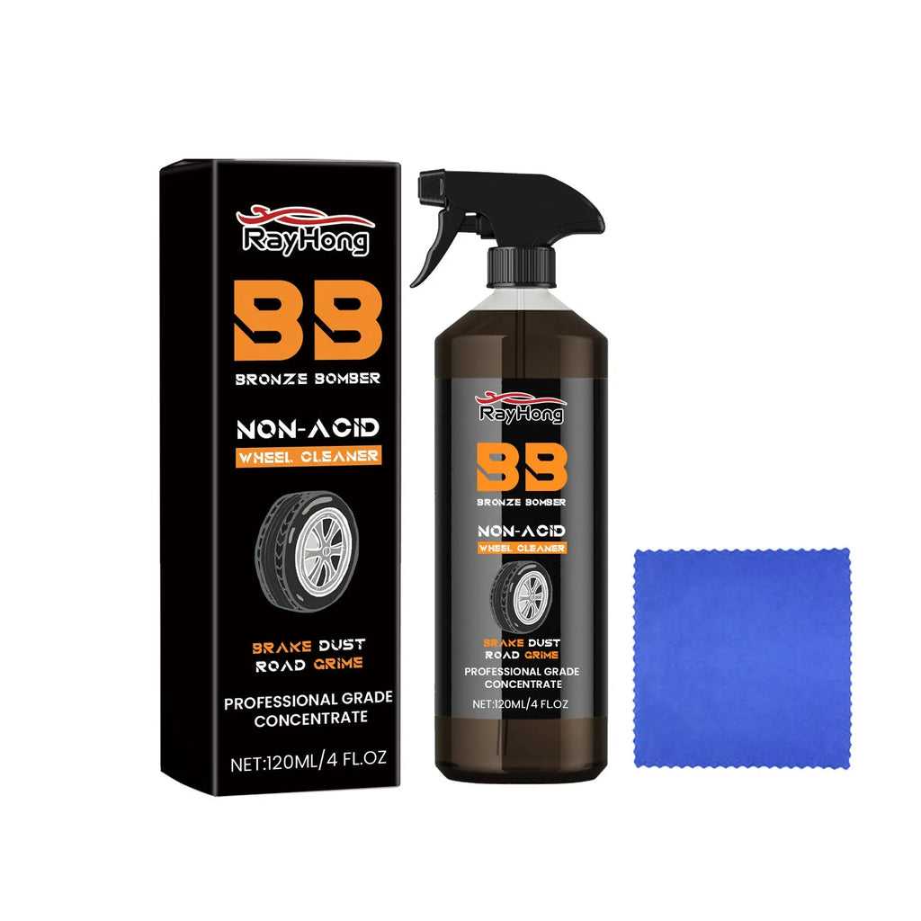 Car tyre cleaner aerosol spray kit with cleaning towel for wheel maintenance