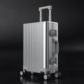 Aluminium-magnesium alloy luggage suitcase with striped pattern and silent spinner wheels