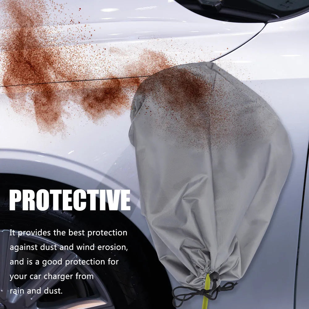 Waterproof cover for new energy vehicle charging in grey colour with drawstring closure