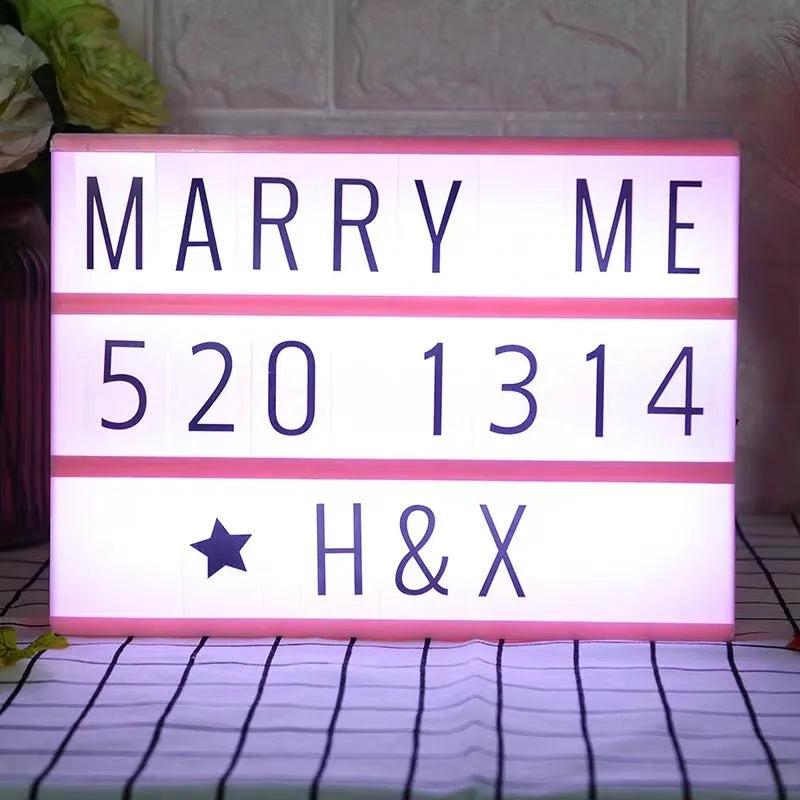 LED letter light box with PVC shell, 300x220mm size, showing custom letter arrangement for decoration