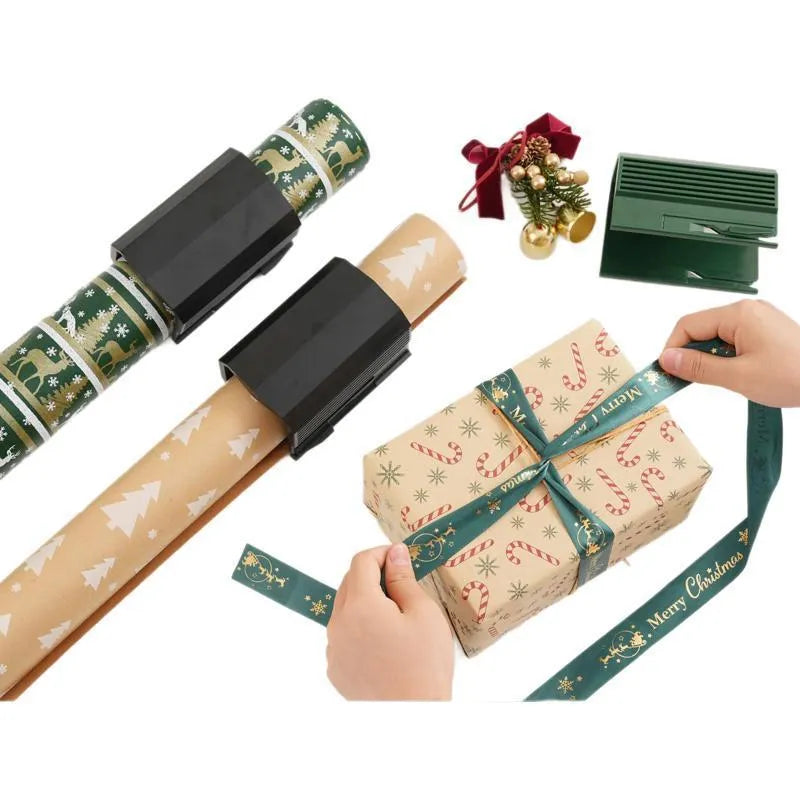 Plastic roll paper cutter in black, red, or green for cutting packaging scrolls and craft paper