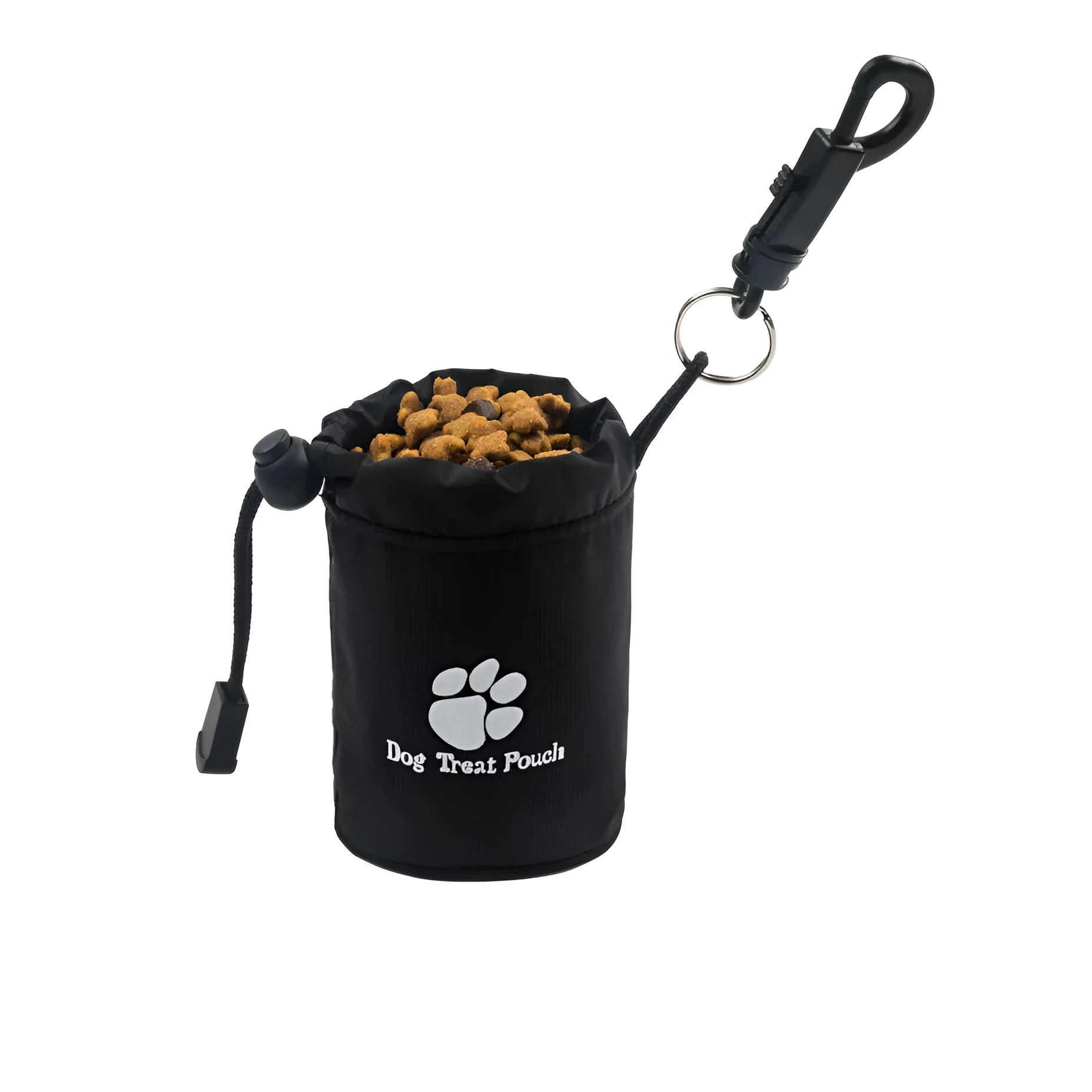 Mini nylon pet snack training bag in solid red, green, black or blue colour.