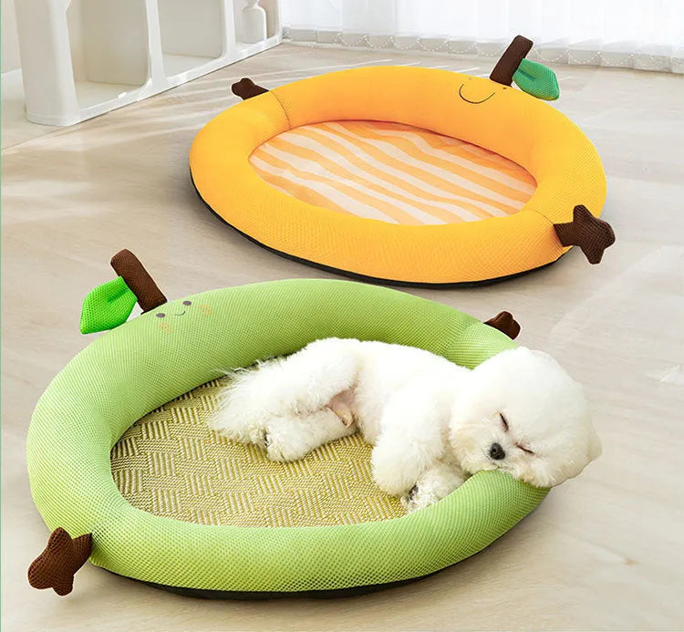 Fruit backrest pet nest for cats and dogs in green colour showing structured design