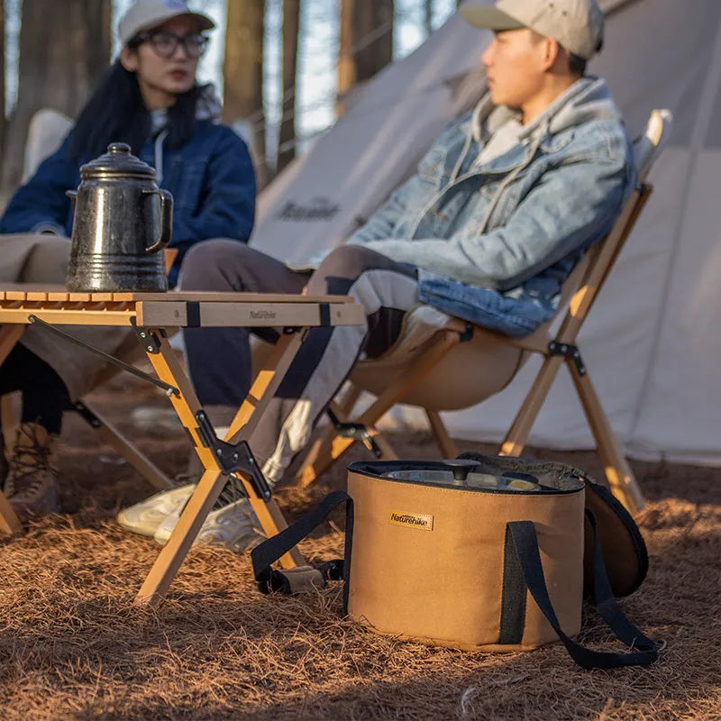 Thickened canvas camping bucket storage bag large 38x18cm 19.3L barrel shape with Oxford cloth lining
