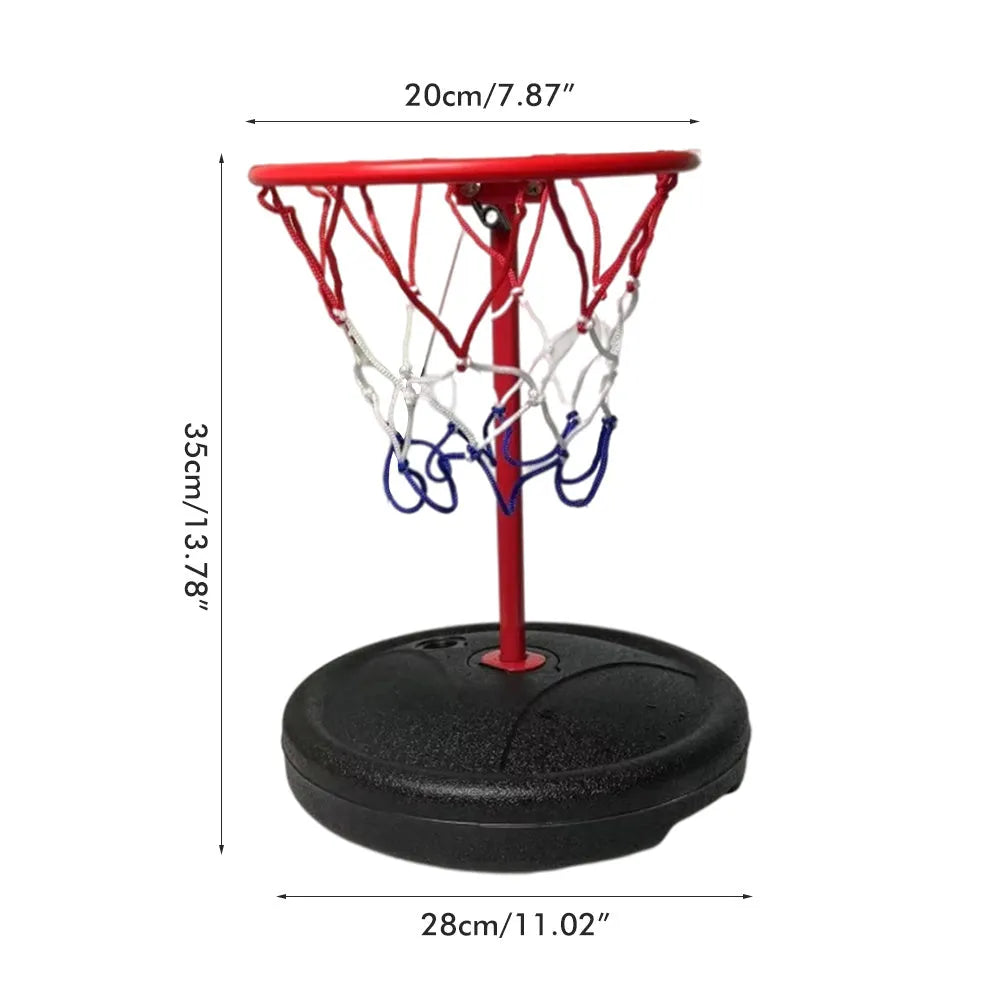 Water basketball hoop with plastic backboard and pole, 70x30cm size, for indoor and outdoor pool games
