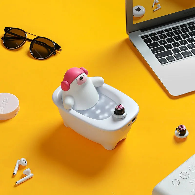 White plastic USB air humidifier with water tank on a desk