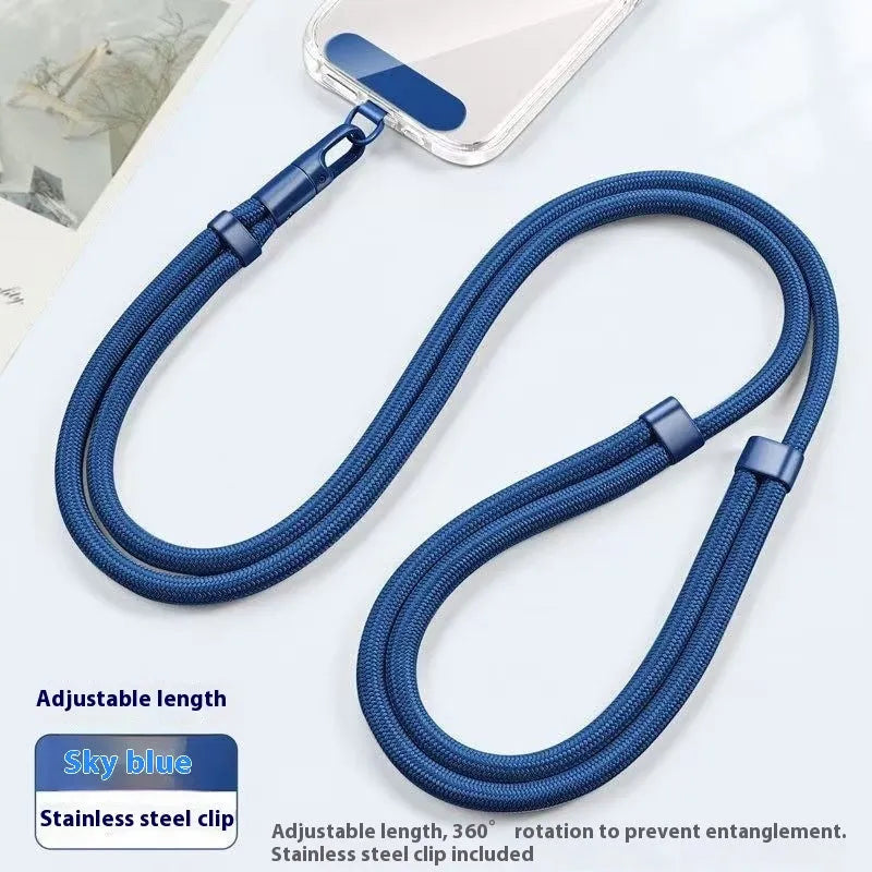 Adjustable short polyester mobile phone lanyard with anti-theft clip in nine colours