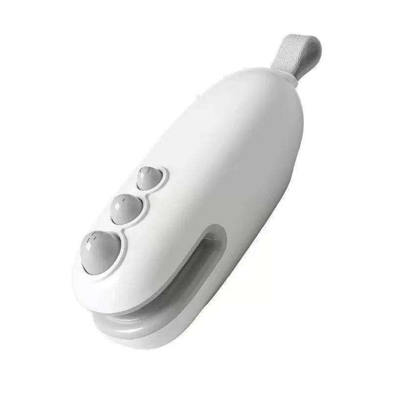Mini automatic electric thermal sealing machine in ivory white with USB cable, ABS body, 12.2cm length