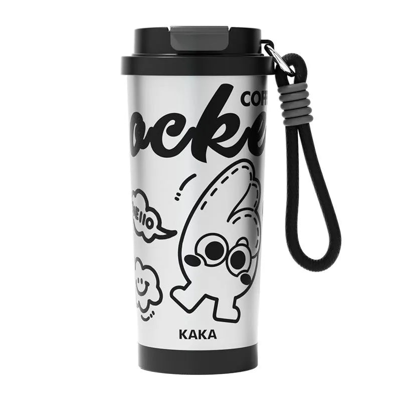 Insulated stainless steel vacuum cup in choice of colours showing 500ml capacity.