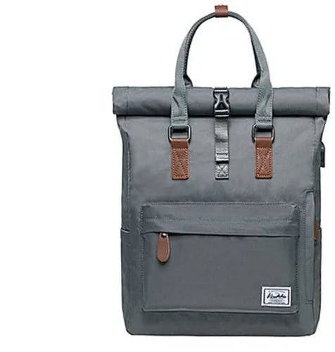 Black casual polyester backpack with cover opening, showing laptop pocket and under 20-litre capacity.