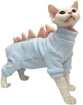 Fleece dinosaur costume for hairless Sphynx and Rex breed cats in multiple sizes