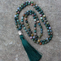 Indian agate blessing necklace with 108 round 6mm beads on a string.