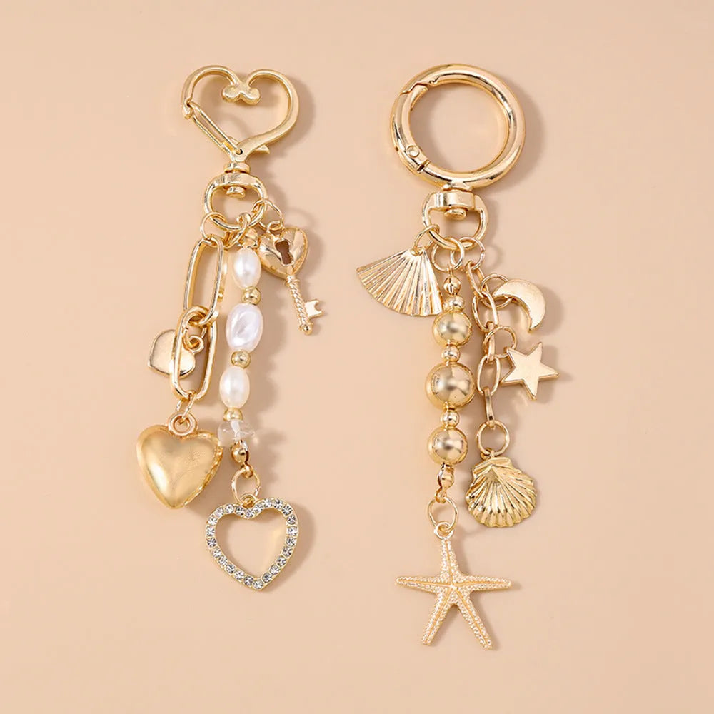 Creative Moon XINGX starfish keychain in zinc alloy, love colour, cartoon style