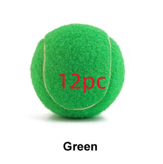 Bright pink, blue, yellow, green, and orange 6.3cm rubber tennis balls for dogs on grass.