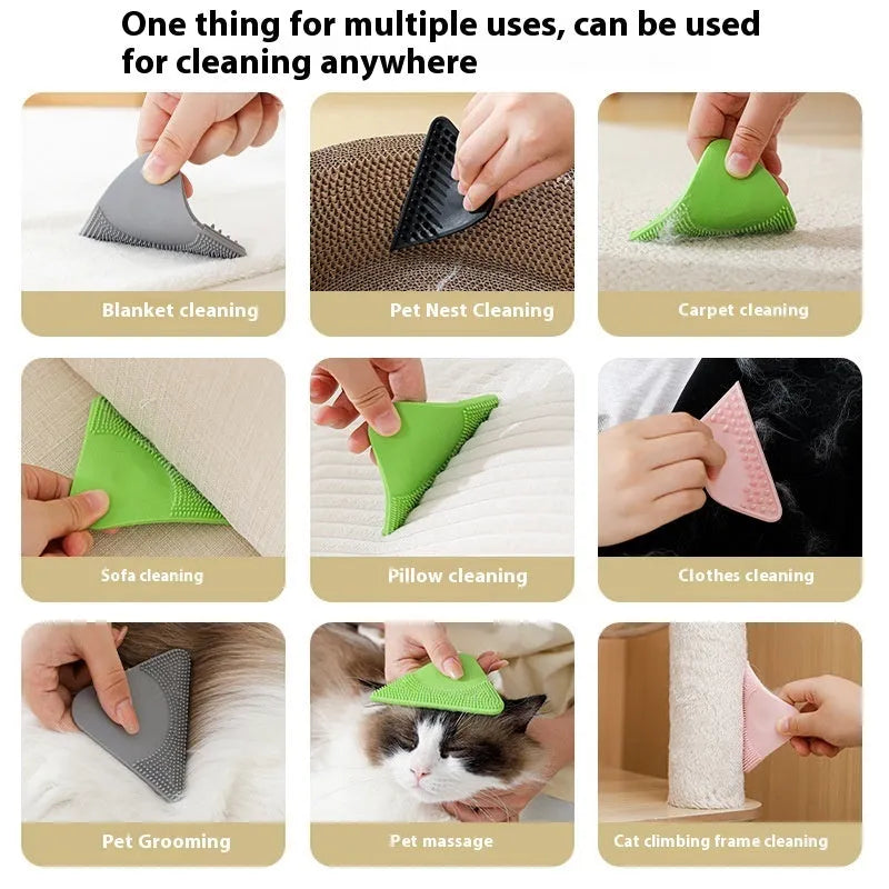 PTE pet hair scraper comb in avocado green colour for grooming cats and removing hair from fabrics.