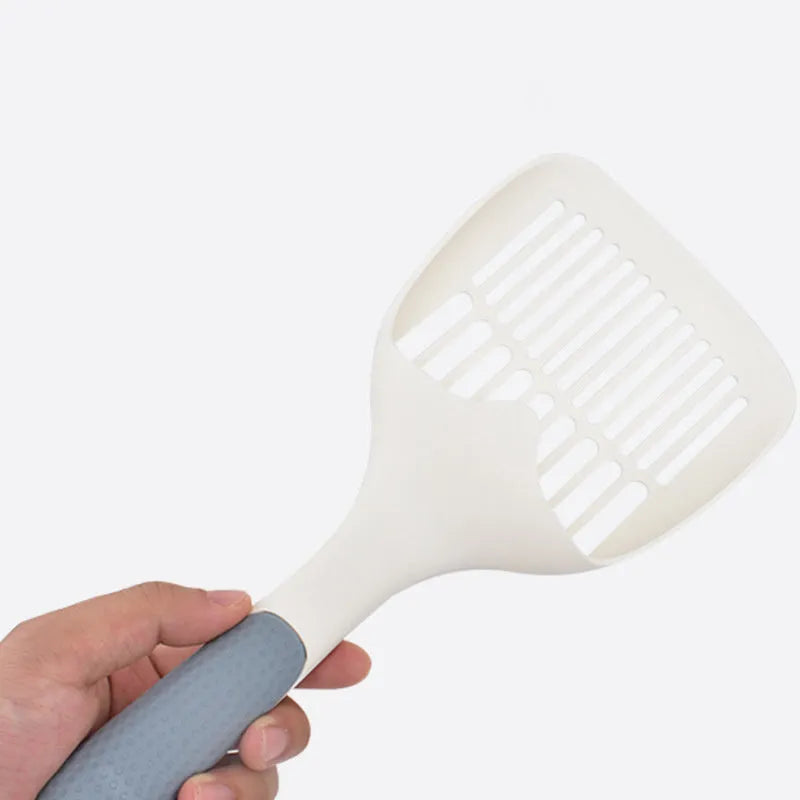 Large plastic cat litter shovel for cleaning tofu and clumping litter.