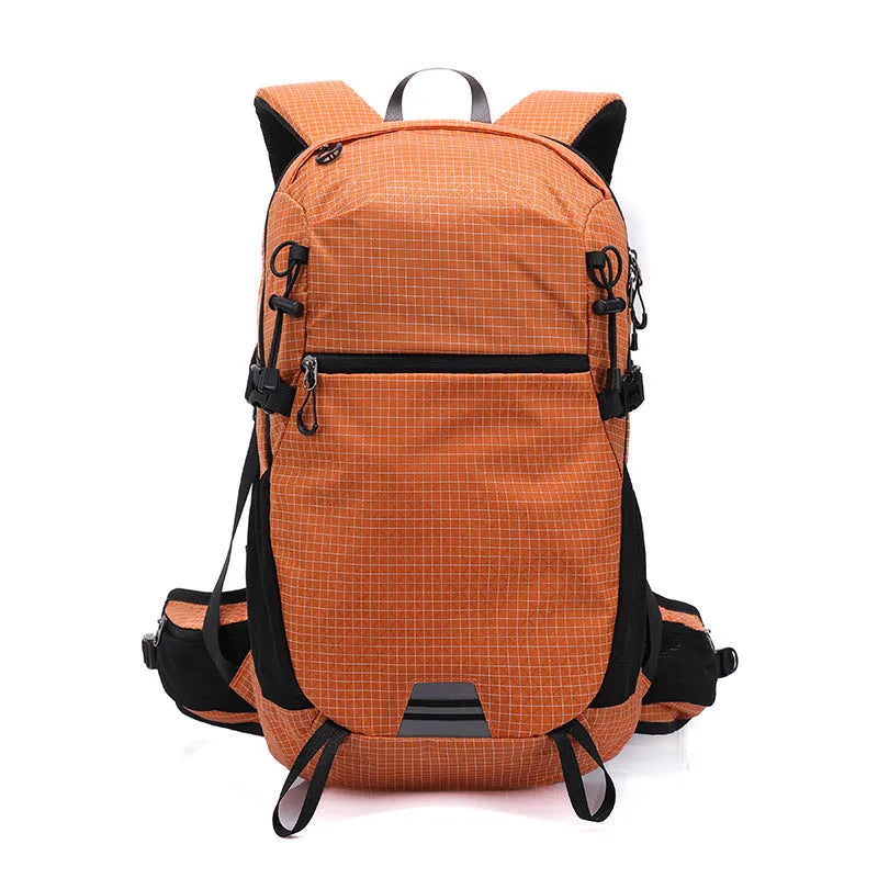 Large capacity nylon travel backpack in plaid pattern for outdoor sports