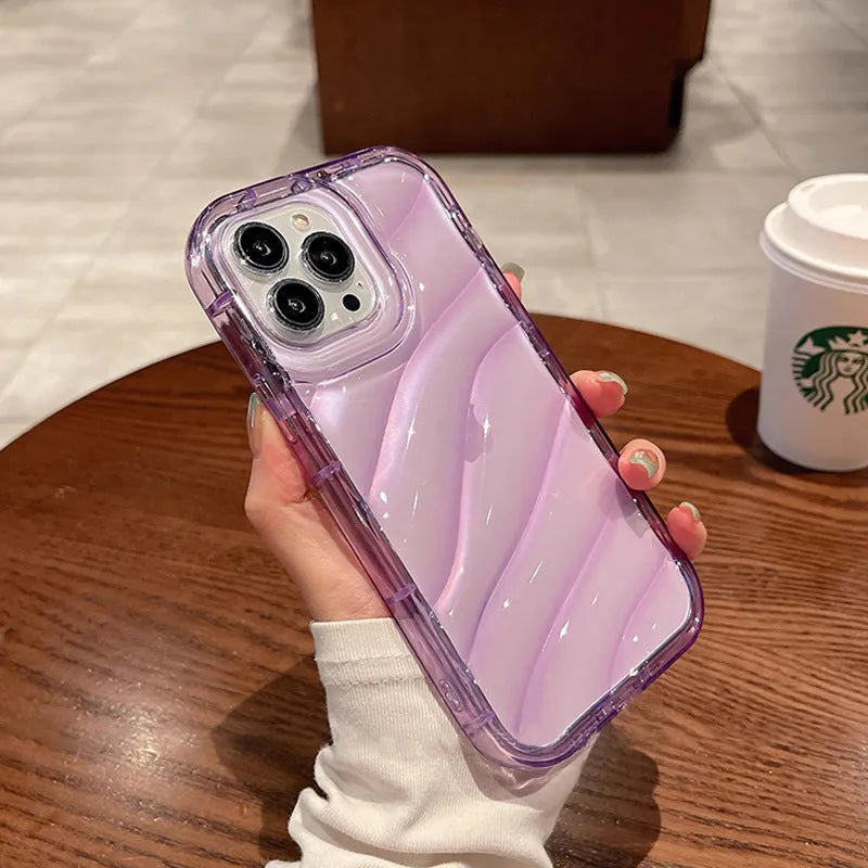 Water ripple transparent silicone phone case for iPhone with drop-resistant and anti-fingerprint protection