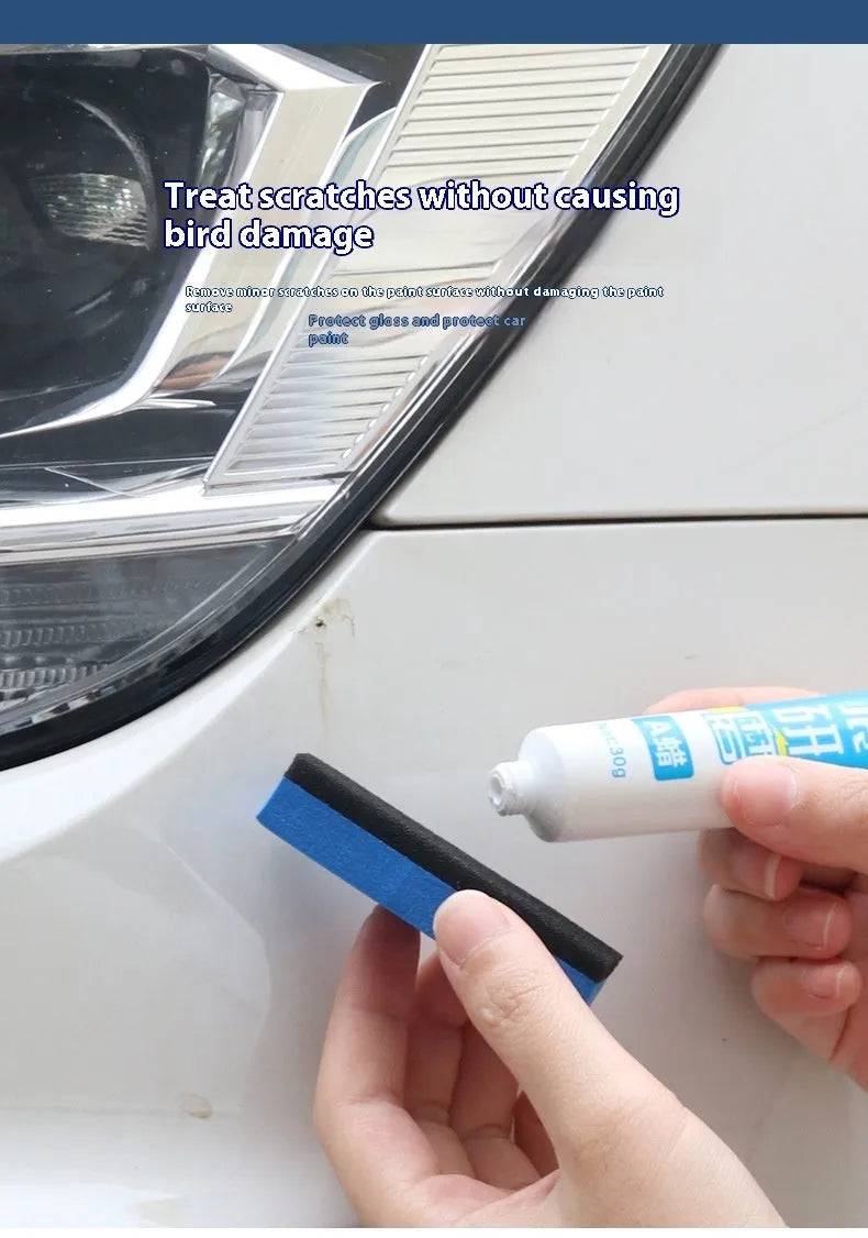Car repair wax kit with two bottles (9657A and 9657B) and a frosted sponge mop for removing scratches and polishing paint