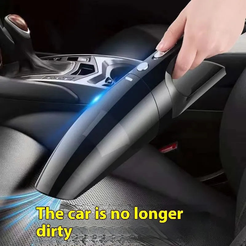 Black wireless handheld car vacuum cleaner with suction and blowing functions