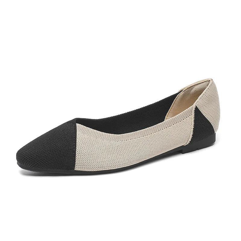 Women's flat shoes with flyknit knitted upper in various colours including zebra pattern and hollow blue