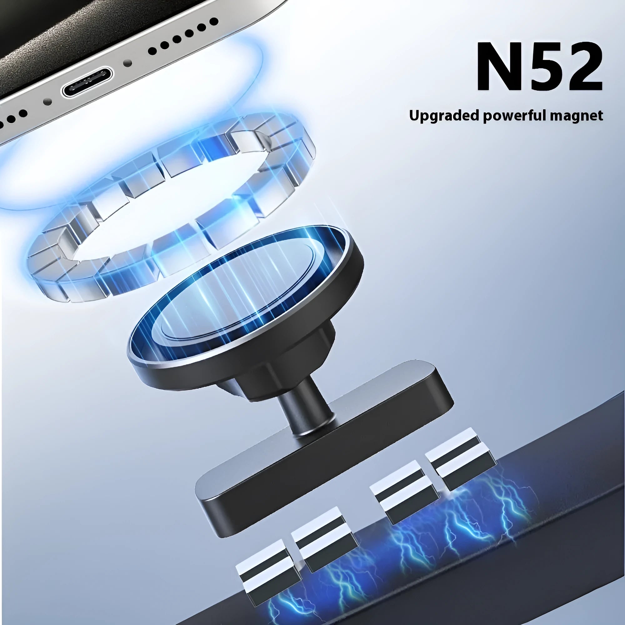 Silicone rubber magnetic suction phone bracket holder for iron surfaces in cars and gyms.