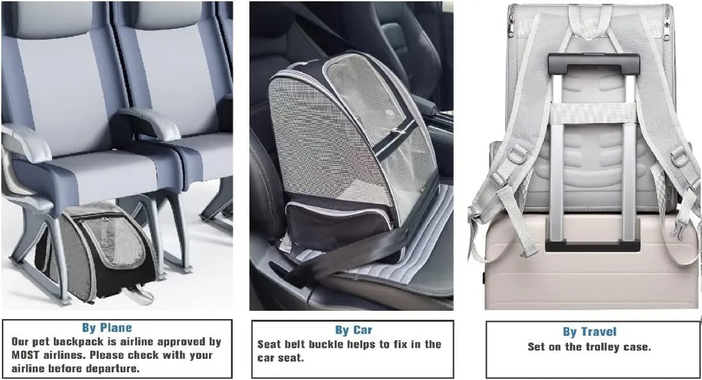 Gray Innovative Traveler bubble backpack pet carrier with PVC mesh windows, side view, for cats and dogs