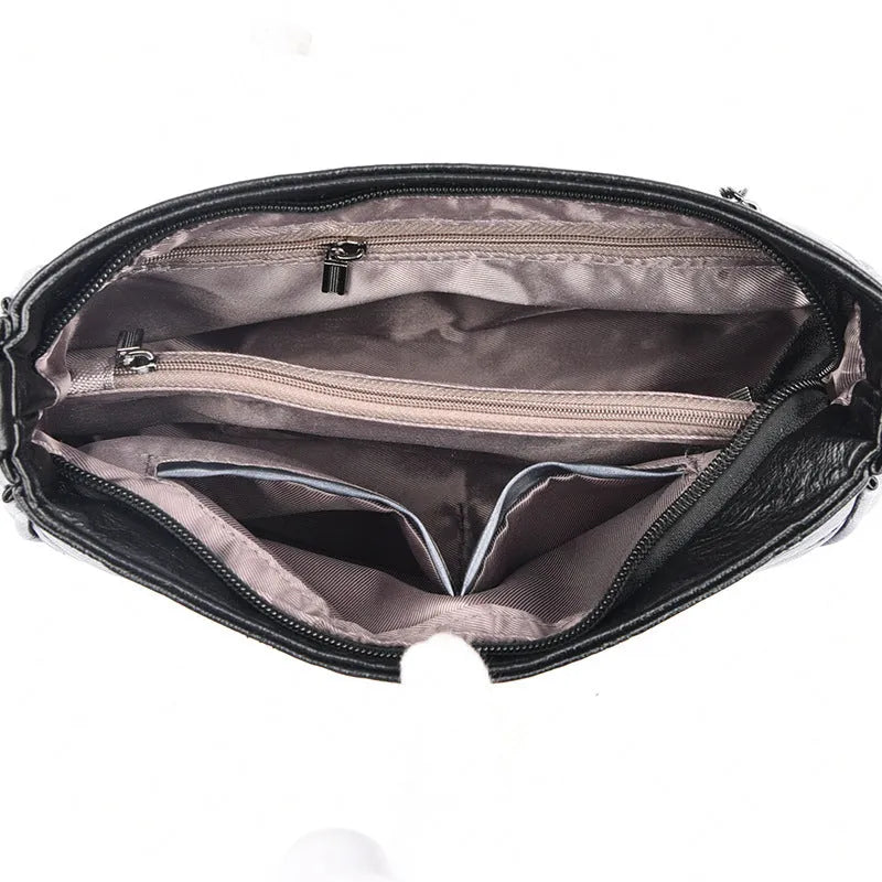 Cross stitching sheepskin small square bag for women in soft leather, available in multiple colours
