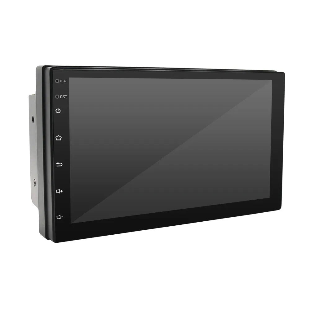 Universal car MP5 player with 7-inch screen showing GPS navigation interface and CarPlay connectivity