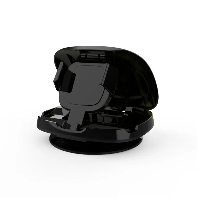 Black rotating suction cup car phone holder attached to a car windscreen