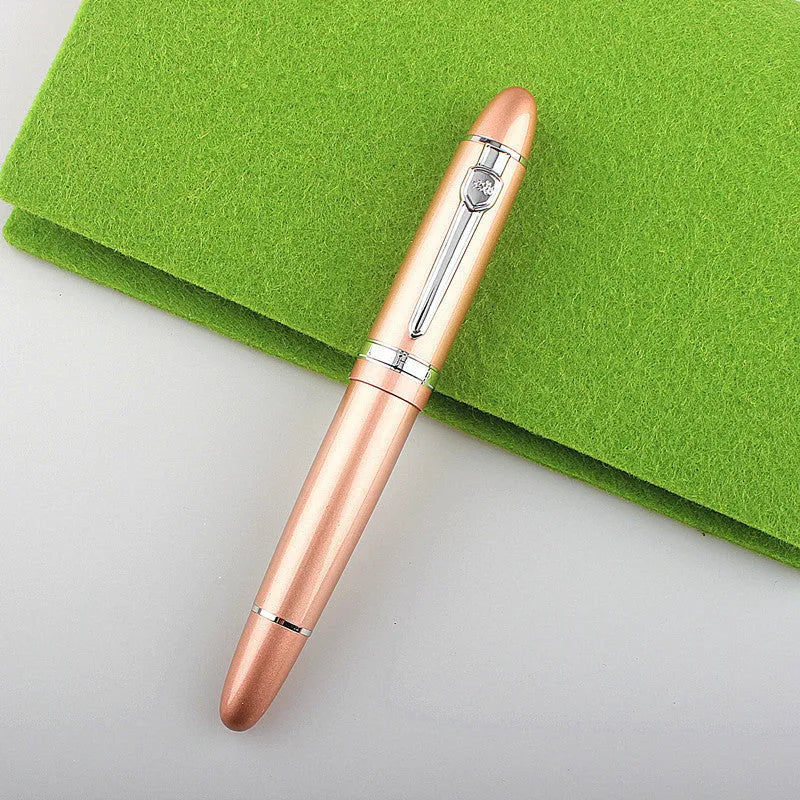 Metal ball pen with pearl bead body and gold clip, 0.5mm tip, in red and gold finish