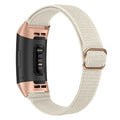 Black nylon elastic replacement strap with metal toe cap for Fitbit Charge 5 and 6