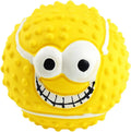 Green latex dog ball with smile face design and squeaker for pet play