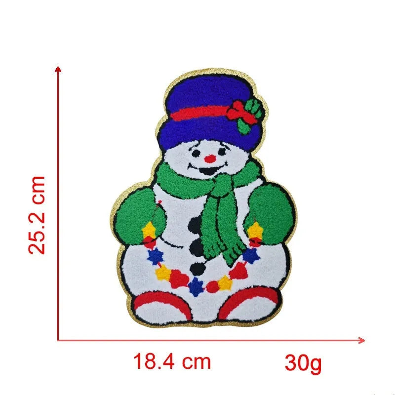 Christmas tree old man head cartoon towel embroidery cloth patch in brown and white