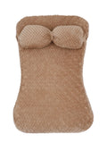 Soft plush pet bed mat with attached pillow in gray, available in large size 75x50x7cm for dogs and cats