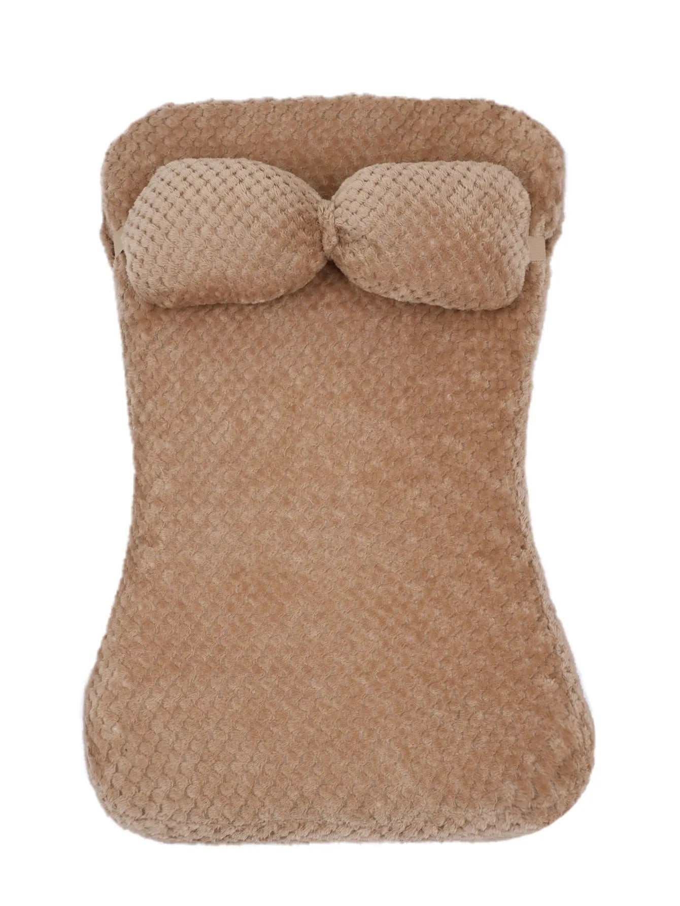 Soft plush pet bed mat with attached pillow in gray, available in large size 75x50x7cm for dogs and cats