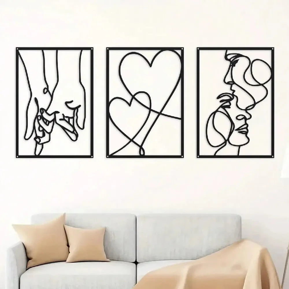 Three iron wall decorations in modern simplicity style for bedroom and living room