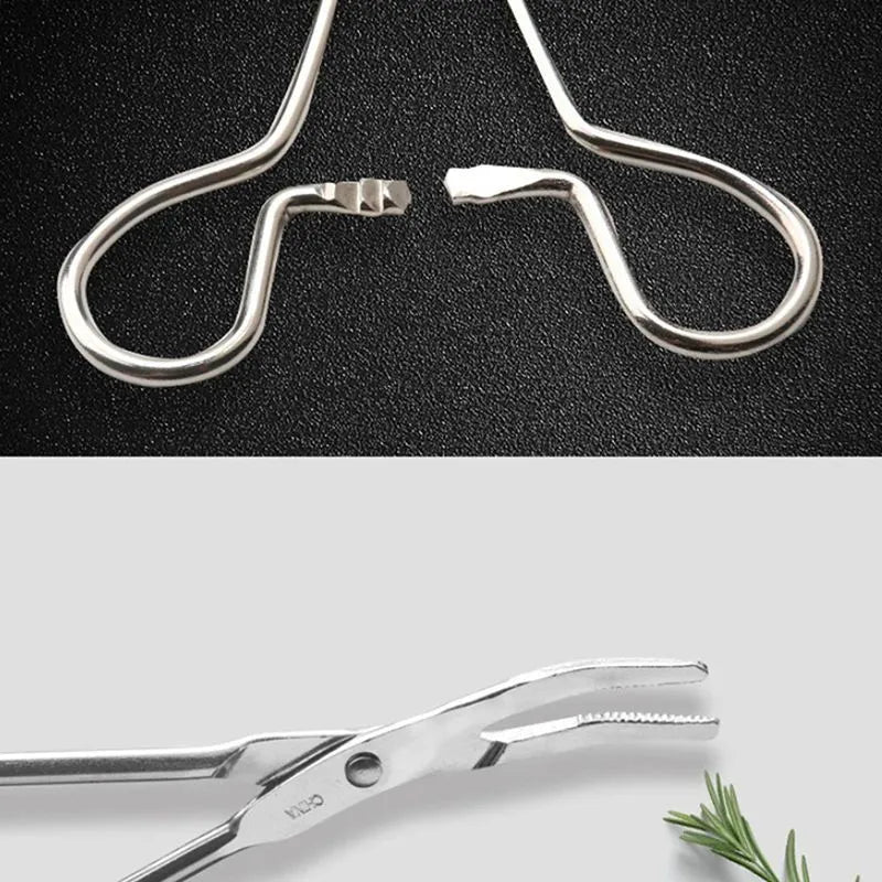 Stainless steel pet grooming tweezers with curved tip for ear cleaning and hair removal