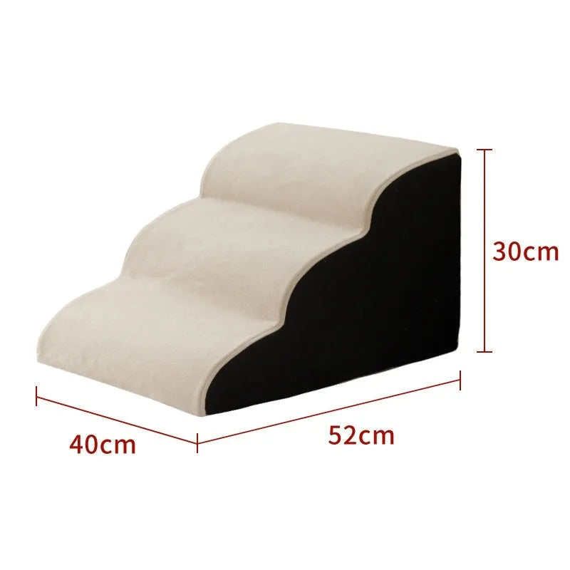 Wooden dog stairs with removable fabric cover in brown colour