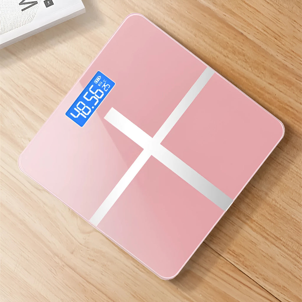 Electronic body scale with cross pattern design in black, rose red, or white colour options