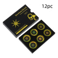 Round nano-anion silicone cell phone radiation protection sticker, 28mm diameter, silver colour, on a white background