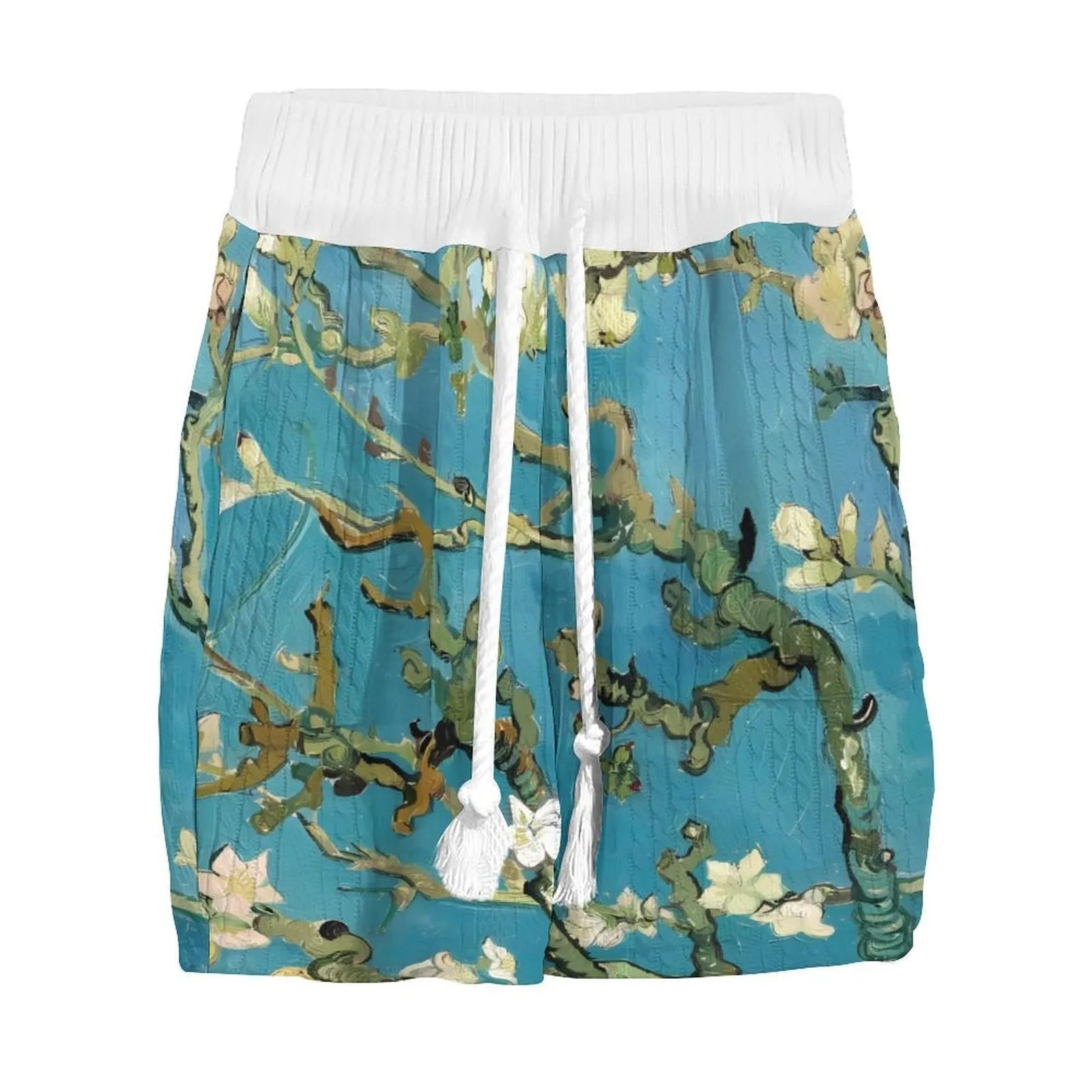 Men's peacock blue knitted casual shorts suit with matching T-shirt top