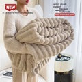 Soft wind bubble velvet double-sided thickening blanket in solid colour with rabbit fur texture