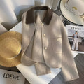 French style Kafuu double-sided reversible coat for women in khaki colour loose fit polyester